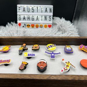 😈NEW 13 PC Lakers Lebron Charms for Crocs Purses Bracelets Wristbands & More😈